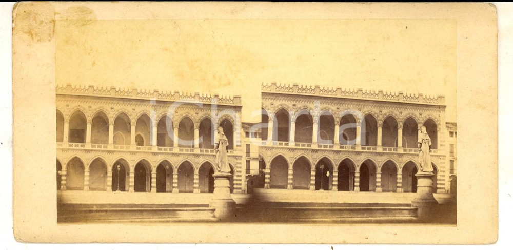 Fotografia d epoca originale 1880 ca PADOVA Loggia AMULEA  Prato della Valle Foto stereoscopica RARA 1