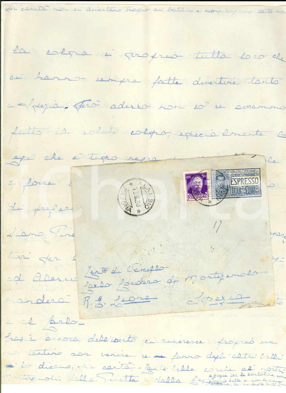 Manoscritto, lettera originale 1930 ALASSIO Lettera a Carlo CORDERO DI MONTEZEMOLO dalla famiglia al mare 1