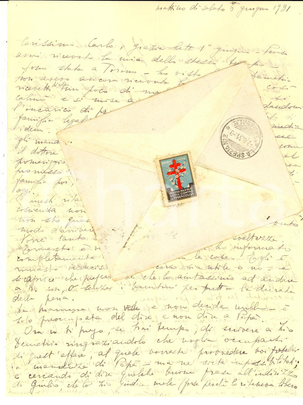 Manoscritto, lettera originale 1931 TORINO Famiglia CORDERO DI MONTEZEMOLO in difesa di un parente sotto accusa 1