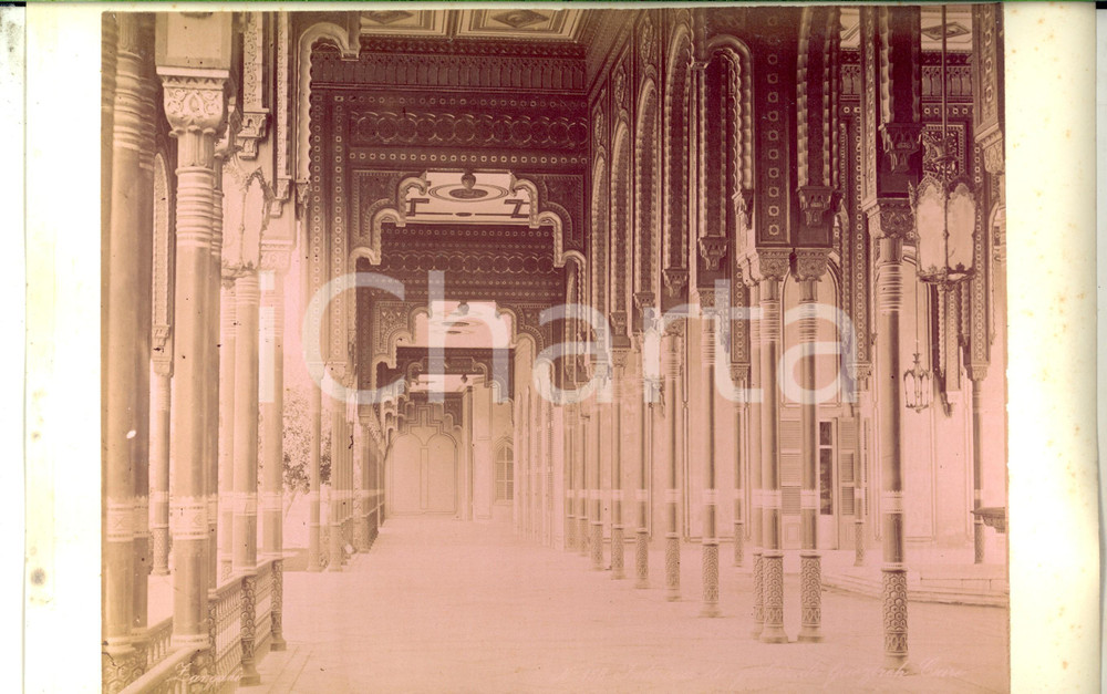 Fotografia d epoca originale 1890 ca LE CAIRE EGYPTE Palais de GuÃ©zireh Photo Adolphe ZANGAKI 34x22 cm 1