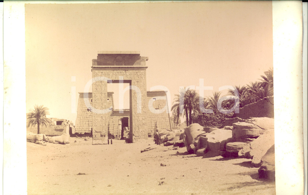 Fotografia d epoca originale 1890 ca KARNAK EGYPTE Avenue de BÃ©liers et propylone Photo Adolphe ZANGAKI 1