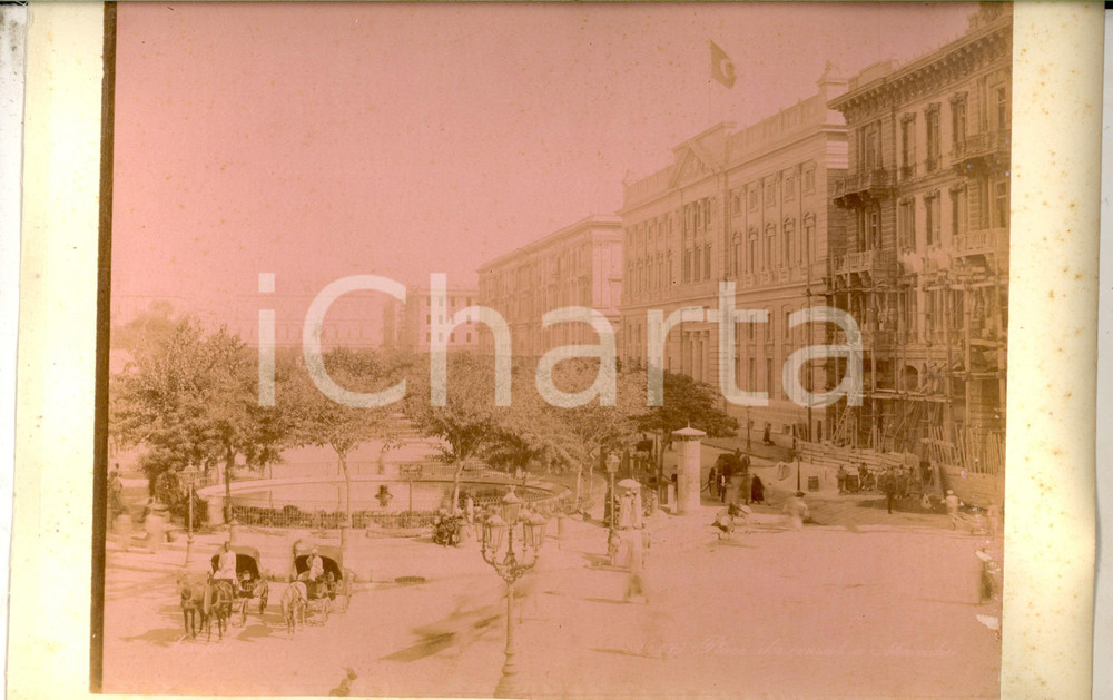 Fotografia d epoca originale 1890 ca ALEXANDRIE EGYPTE Place des Consuls Photo Adelphoi ZANGAKI 34x22 cm 1