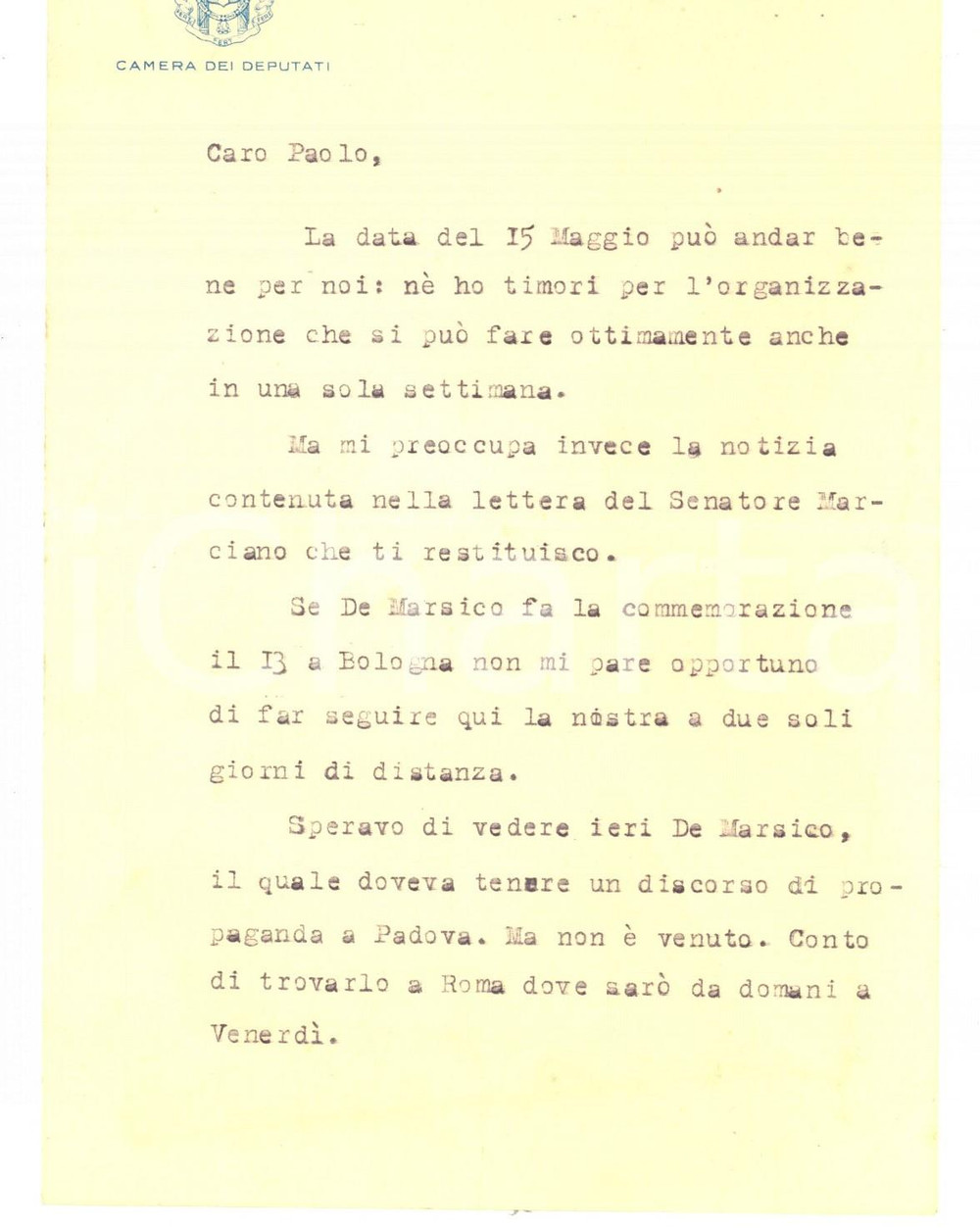 Autografo originale 1932 PADOVA On. Giovanni MILANI discute la data di una commemorazione AUTOGRAFO 1