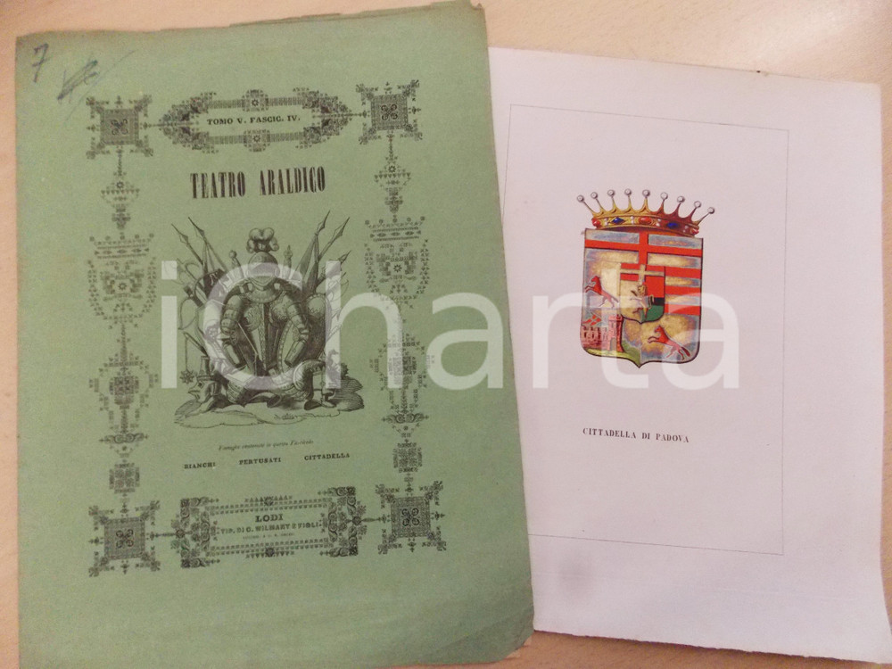 Libro, pubblicazione d epoca 1848 TEATRO ARALDICO Fascicolo famiglia CITTADELLA di PADOVA Tomo V fasc. IV 1