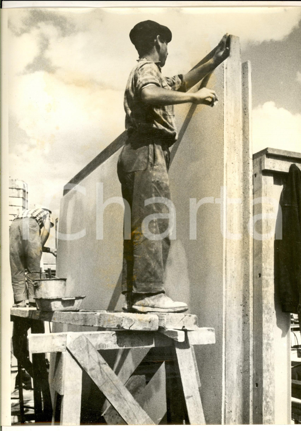 Fotografia d epoca originale 1963 SARDEGNA Operai al lavoro in un cantiere edile Foto ARTISTICA 22x34 cm 1