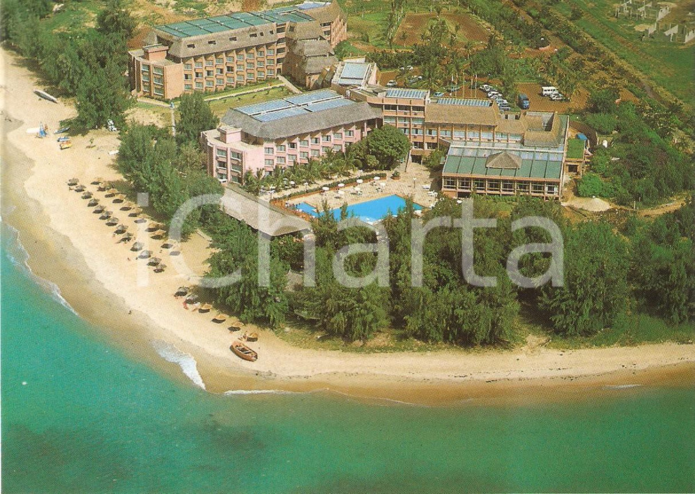 Materiale pubblicitario d’epoca 1980 ca SALY SENEGAL Hotel PALM BEACH Biglietto di auguri CAPODANNO 15x11 cm 1