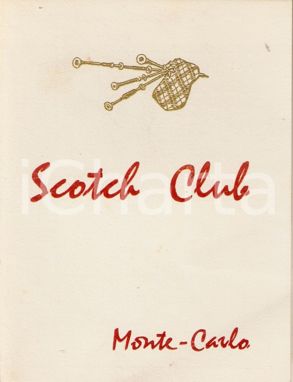 Materiale pubblicitario d’epoca 1970 ca MONTECARLO Scotch Club  Carta dei whisky Pieghevole 12x15 cm 1