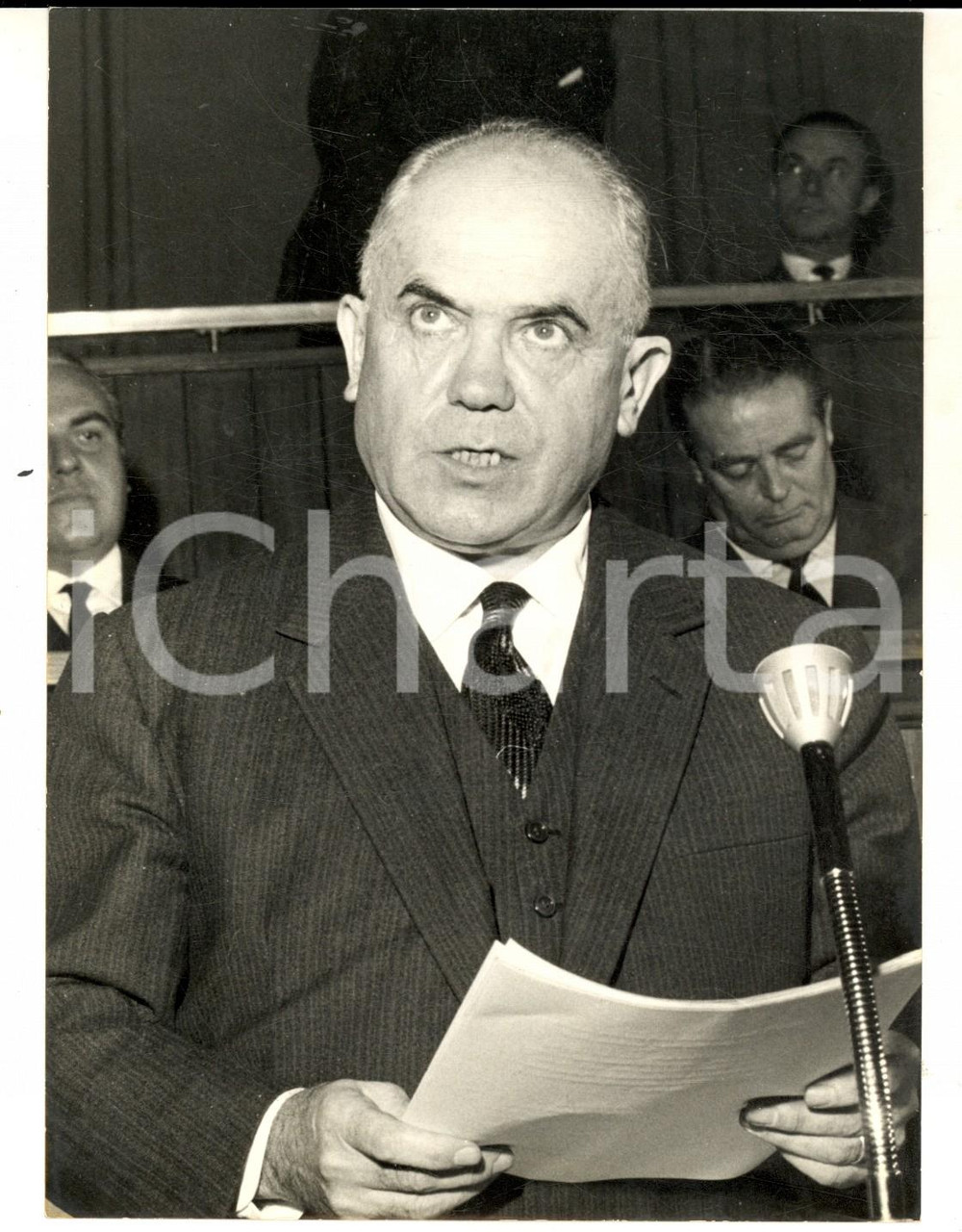 Fotografia d epoca originale 1966 ROMA Ritratto dell on. Giulio PASTORE durante un discorso Foto 1