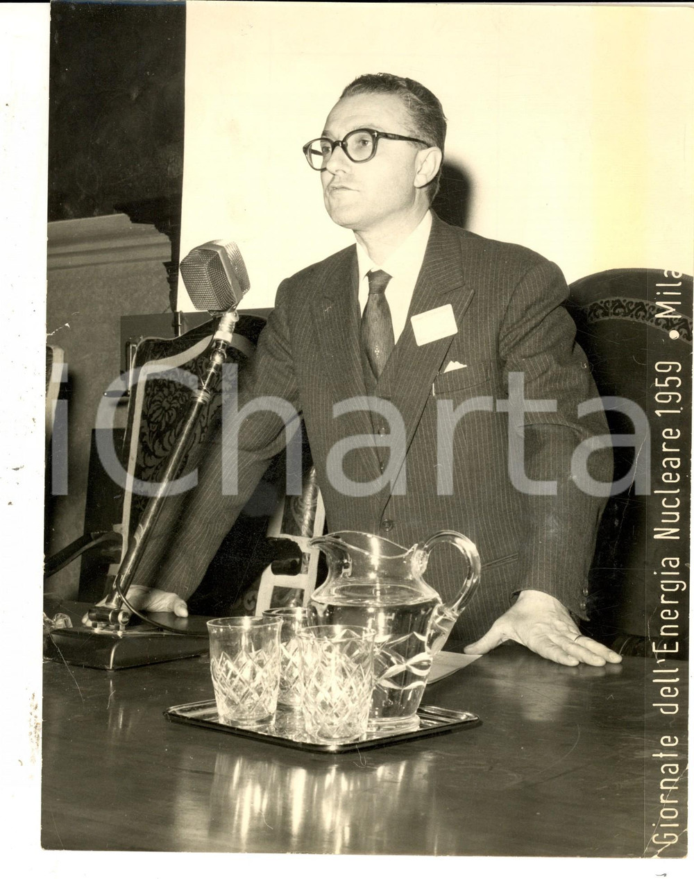 Fotografia d epoca originale 1959 MILANO Giornate dell Energia Nucleare  Piero CALDIROLA Foto 18x24 cm 1
