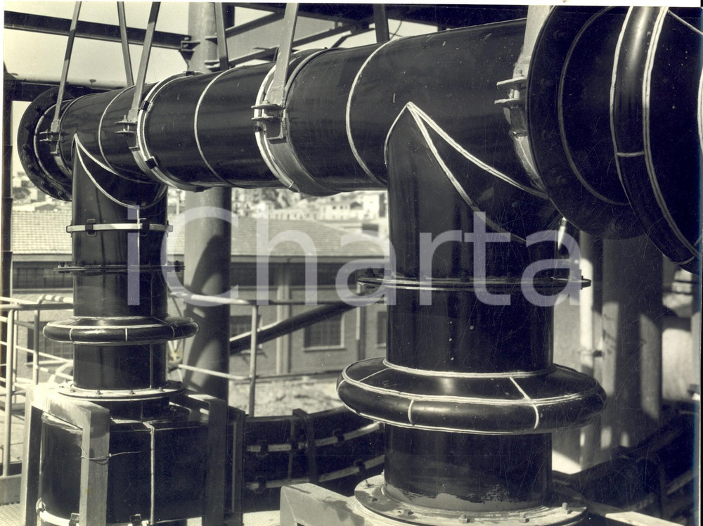 Fotografia d epoca originale 1960 SOCIETA  MONTECATINI PORTO EMPEDOCLE Cicloni per gas caldo Foto 24x18 cm 1