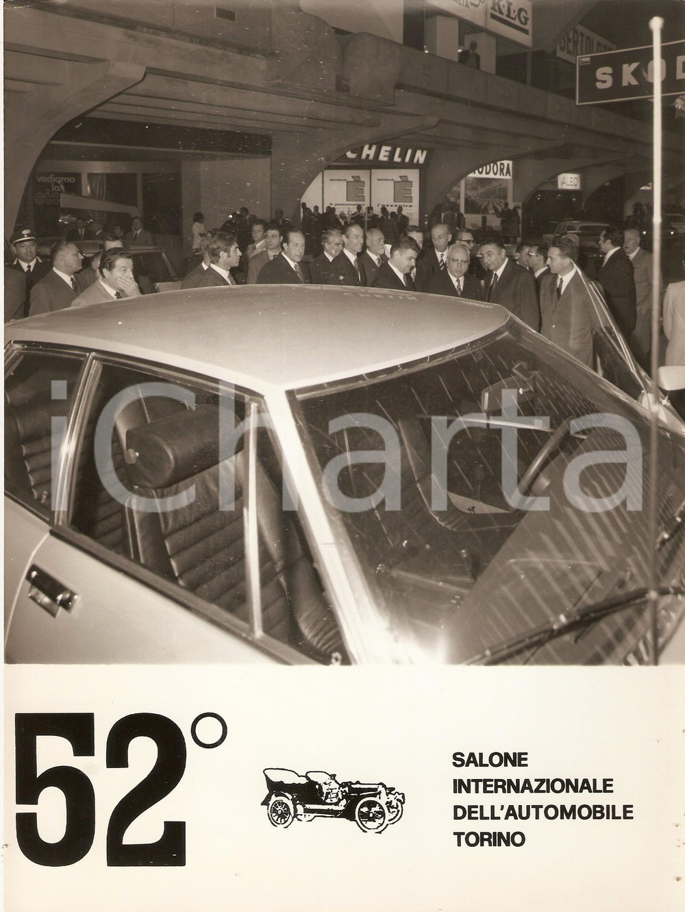 Fotografia d epoca originale 1970 SALONE DELL AUTO DI TORINO Dirigenti mostrano CITROEN SM a Min. Silvio GAVA 1