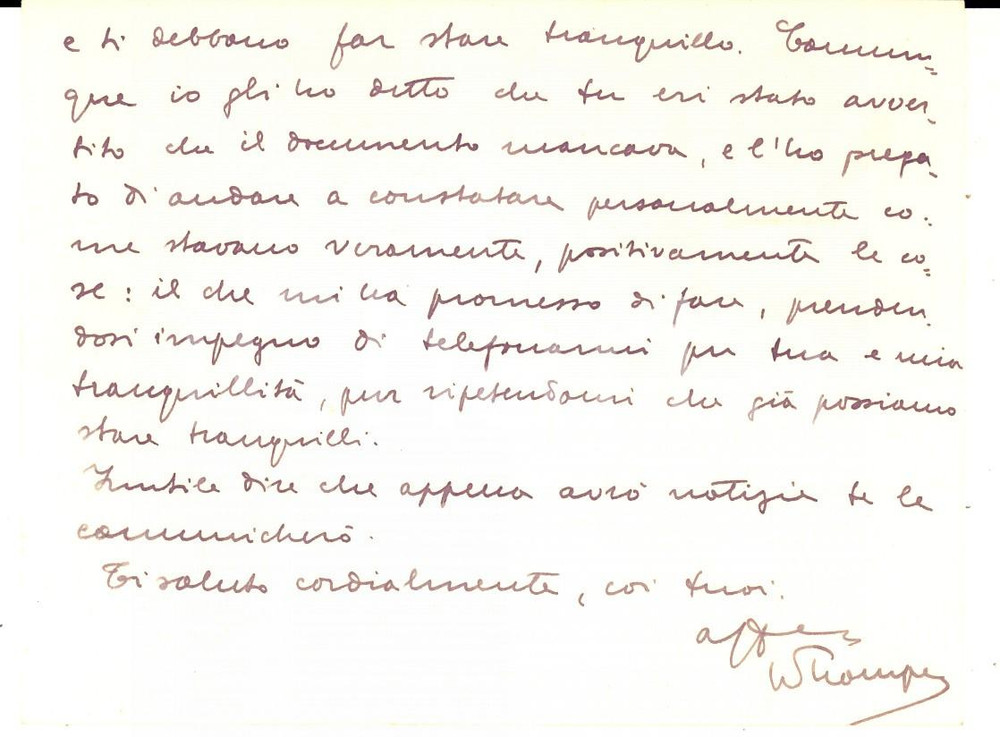 1939 ROMA Tribunale Supremo Militare - Una pratica per Alberto MUSATTI Biglietto