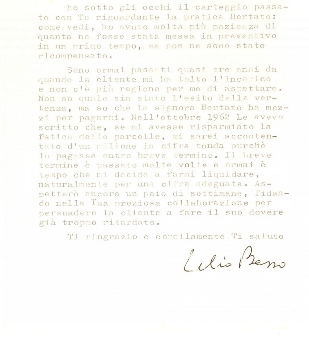 Autografo originale 1964 MILANO On. Lelio BASSO chiede saldo delle proprie competenze AUTOGRAFO 1