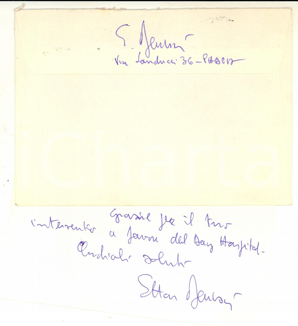 Autografo originale 1979 PADOVA Biglietto Ettore BENTSIK per intervento di un amico AUTOGRAFO 1