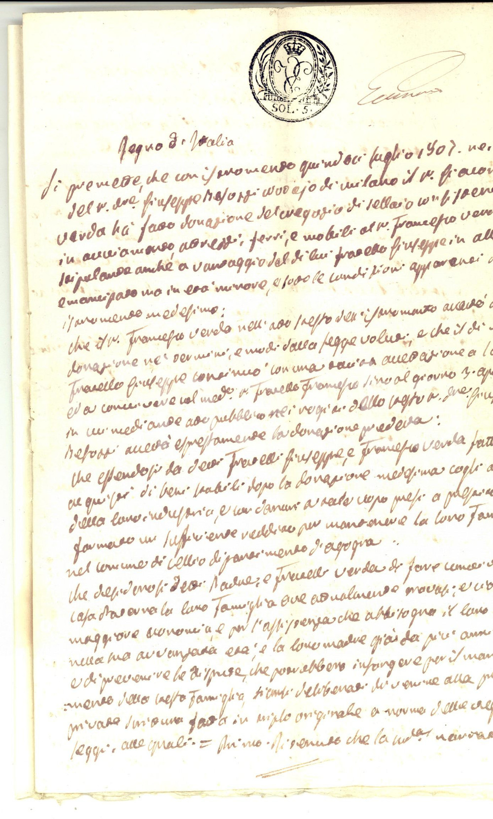 Documento originale, autentico 1811 STRONA/ RASTIGLIONE Patto di lavoro tra Giacomo VERDA e figli Manoscritto 1