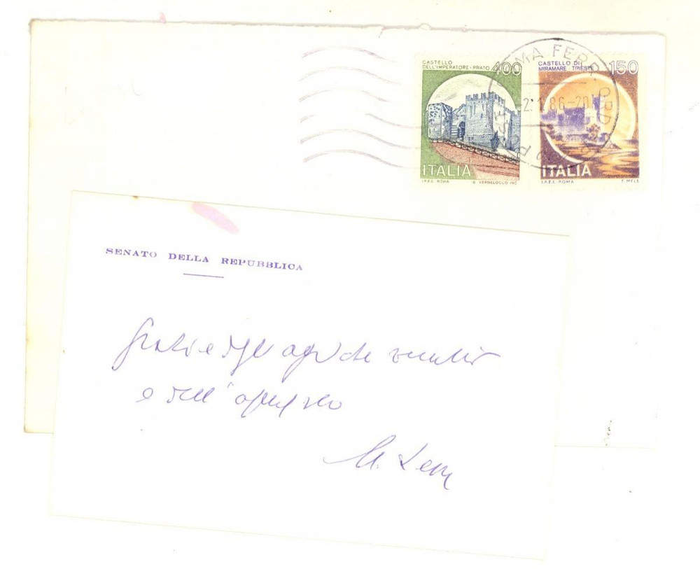 1986 ROMA Ex presidente Giovanni LEONE - Biglietto da visita *Autografo