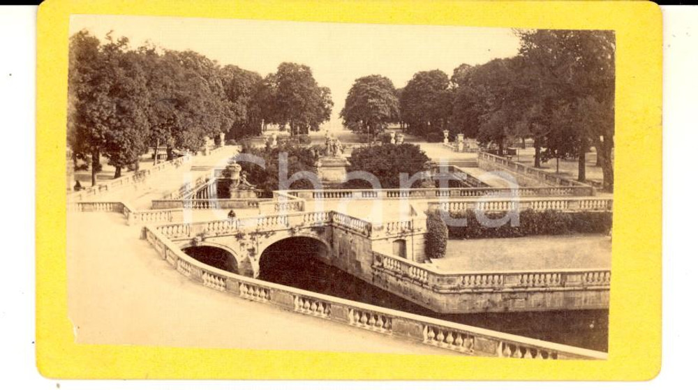 Fotografia d epoca originale 1876 NIMES FRANCE Vue panoramique des jardins publiques Photo CDV VINTAGE 1