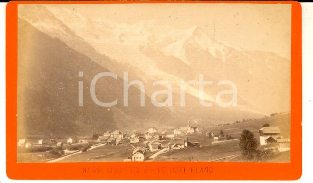 1876 CHAMONIX Vue avec le MONT BLANC *Photo CDV F. CHARNAUX de GENEVE