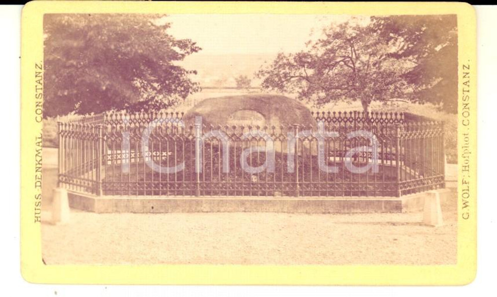 Fotografia d epoca originale 1876 KONSTANZ D Huss  Denkmal Photo G. WOLF CDV VINTAGE 1