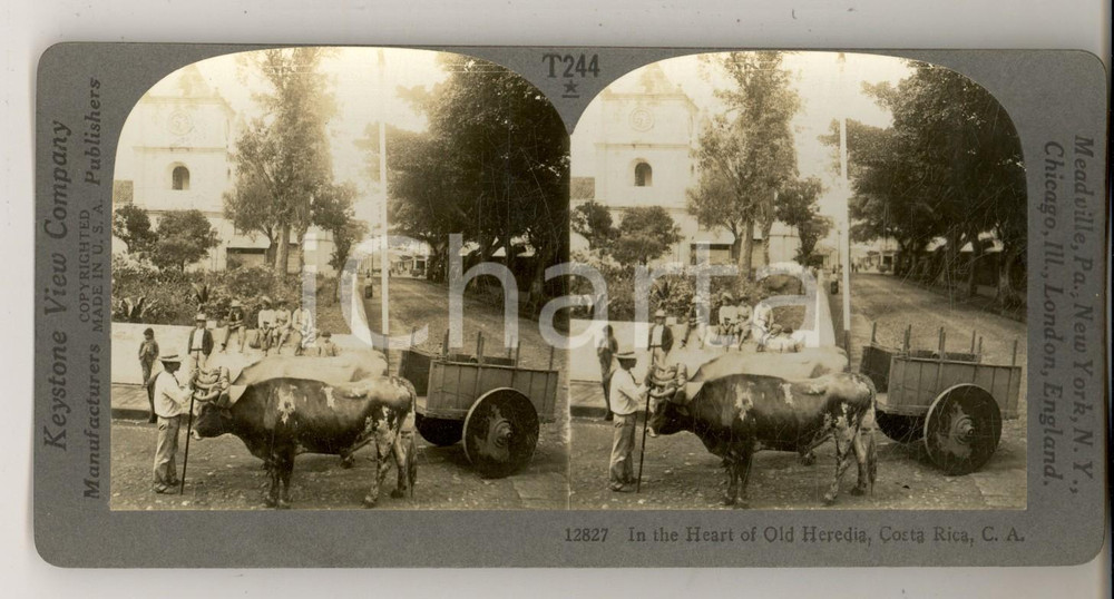 Fotografia d epoca originale 1920 ca COSTA RICA In the heart of old HEREDIA Stereoview KEYSTONE ANIMATED 1