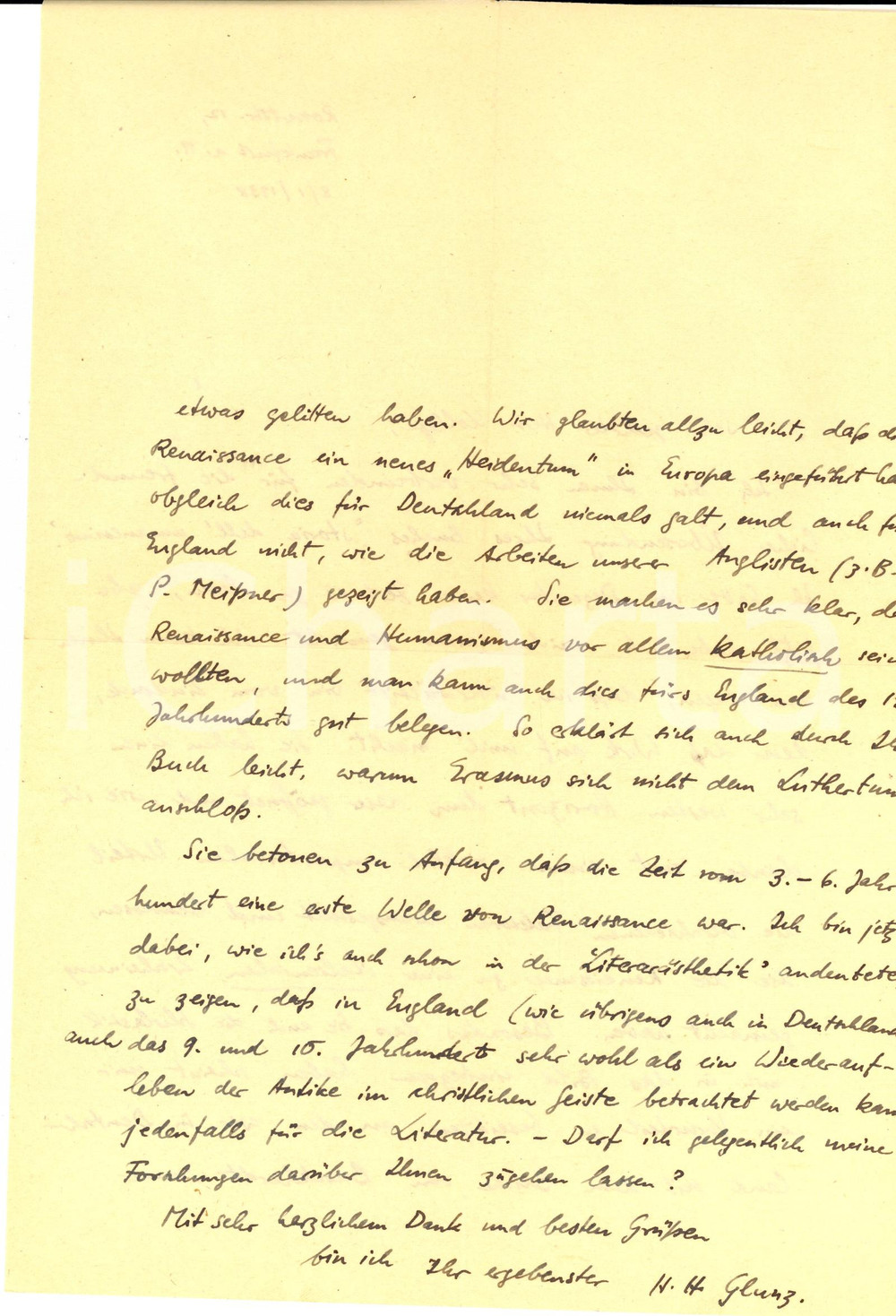 Autografo originale 1938 FRANKFURT Hans Hermann GLUNZ sugli articoli per alcune riviste Autografo 1