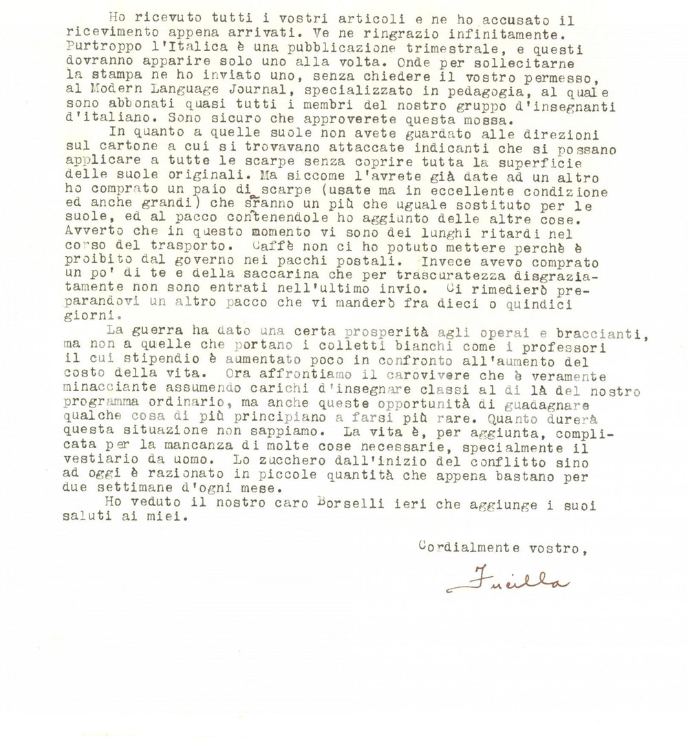 1946 EVANSTON La guerra ha dato prosperità agli operai *Autografo Joseph FUCILLA
