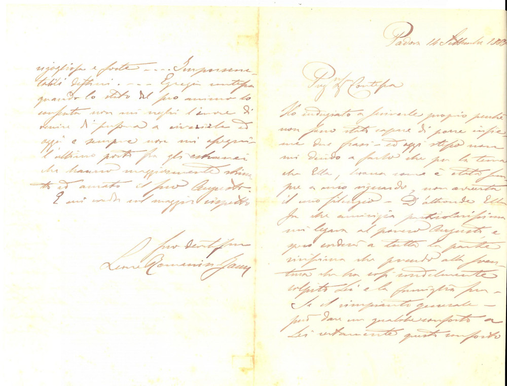 Autografo originale 1888 PADOVA Leone ROMANIN JACUR a un amica contessa per un lutto Autografo 1