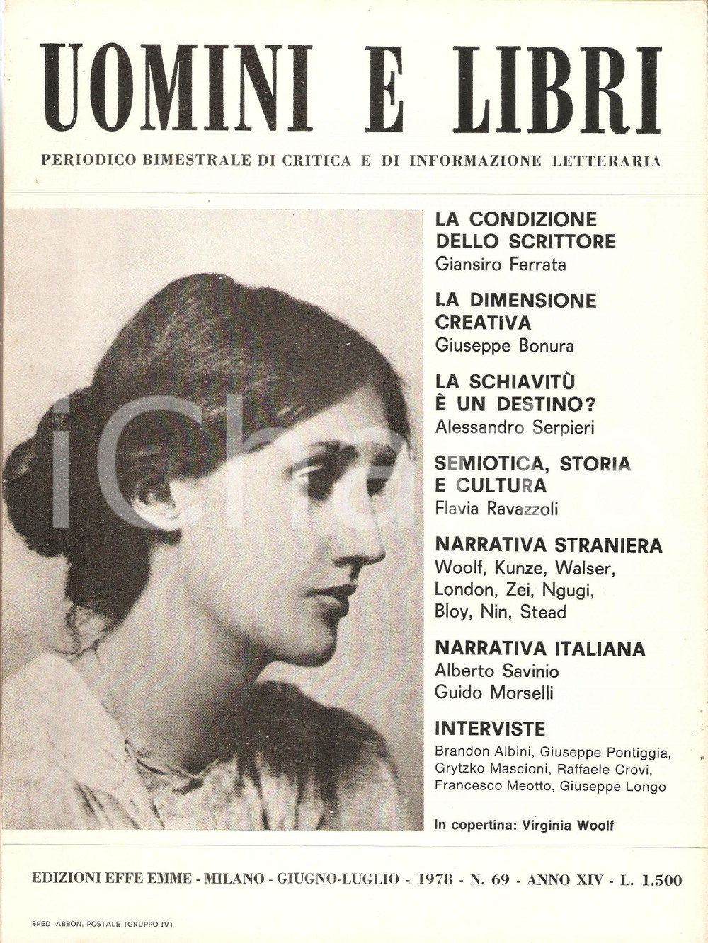 Giornale, rivista storica 1978 UOMINI E LIBRI n.69 Giansiro FERRATA La condizione dello scrittore Rivista 1