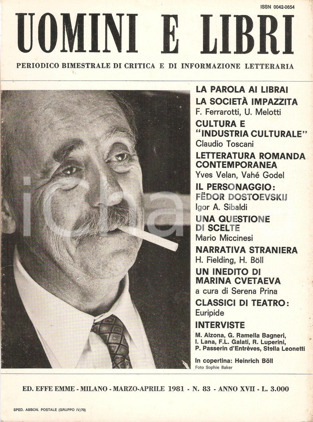 Giornale, rivista storica 1981 UOMINI E LIBRI n.83 Marina CVETAEVA Poesia inedita Il discepolo Rivista 1