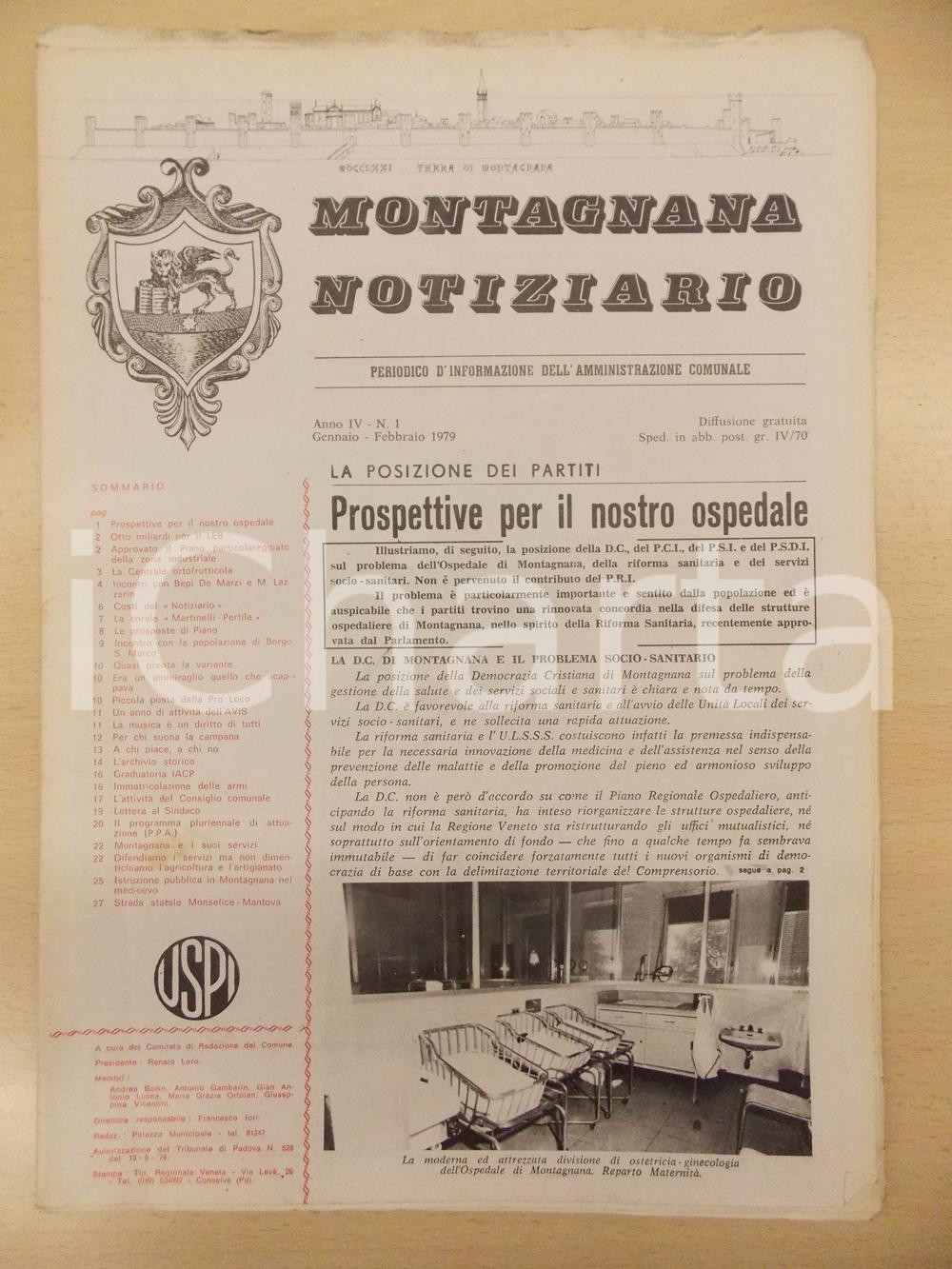 Giornale, rivista storica 1979 MONTAGNANA NOTIZIARIO Dossier su archivio storico della cittÃ  Anno IV n.1 1