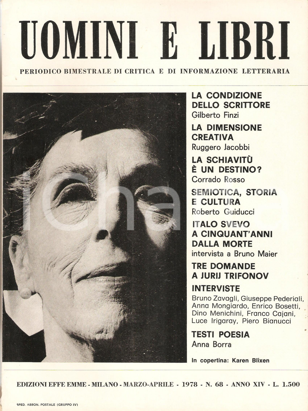 Giornale, rivista storica 1978 UOMINI E LIBRI n.68 Bruno MAIER su cinquantenario morte Italo SVEVO Rivista 1