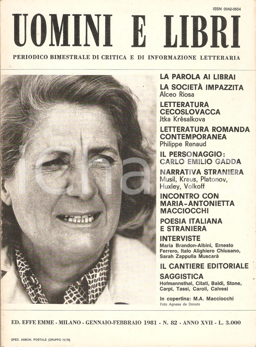 Giornale, rivista storica 1981 UOMINI E LIBRI n.82 Intervista a Maria Antonietta MACCIOCCHI Rivista 1