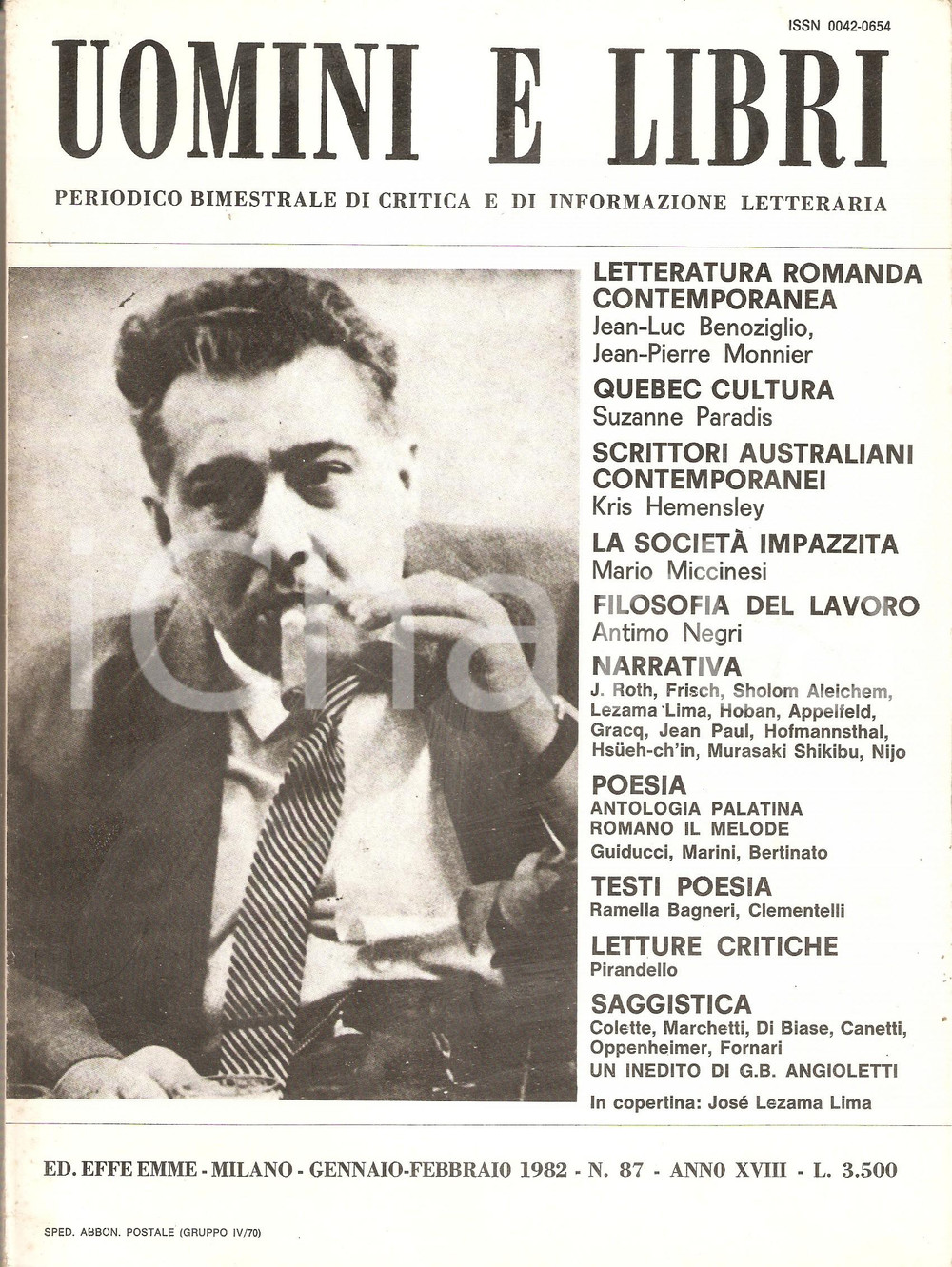 Giornale, rivista storica 1982 UOMINI E LIBRI n.87 Scritto inedito di Giovanni Battisti ANGIOLETTI Rivista 1