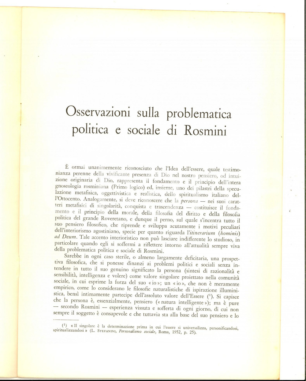 Libro, pubblicazione d epoca 1968 Gianni M. POZZO Osservazioni sulla problematica politica di Rosmini 6 pp. 1