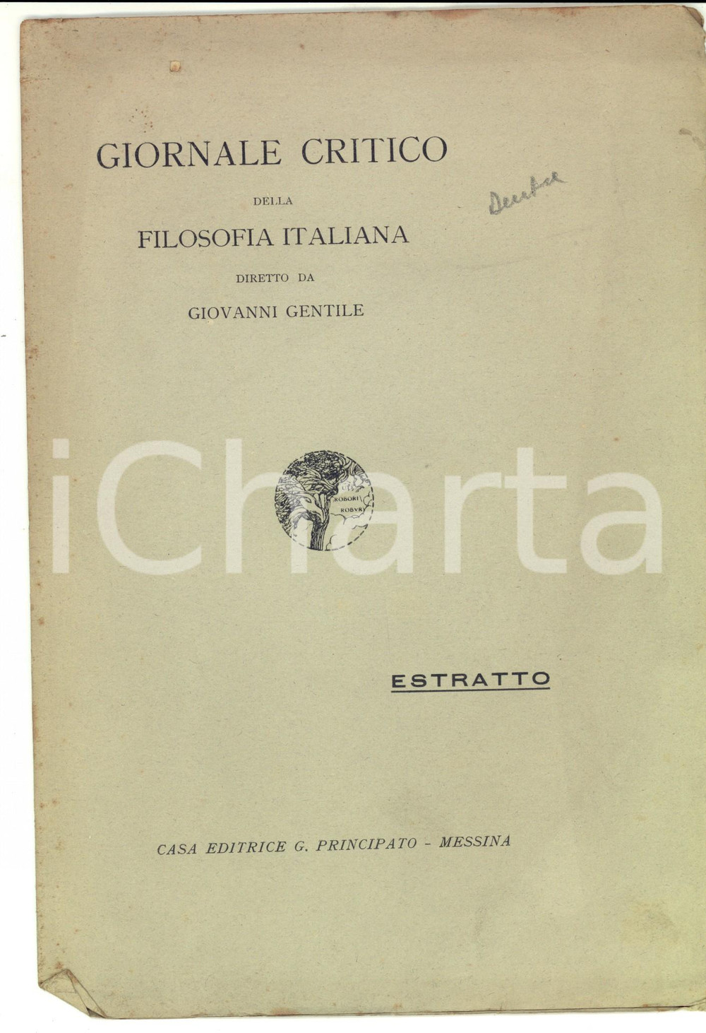 Libro, pubblicazione d epoca 1921 MESSINA Cecilia MOTZO DENTICE DI ACCADIA Gli scritti di Tommaso Campanella 1