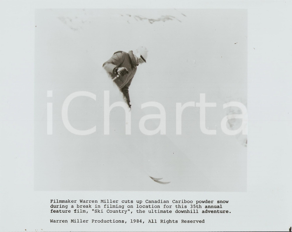 Fotografia d epoca originale 1984 CANADA Filmmaker Warren MILLER skis during a break of filming SKI COUNTRY 1