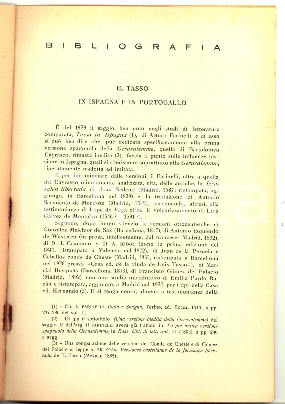 Libro, pubblicazione d epoca 1951 Alessandro TORTORETO Il Tasso in Ispagna e in Portogallo Estratto 1