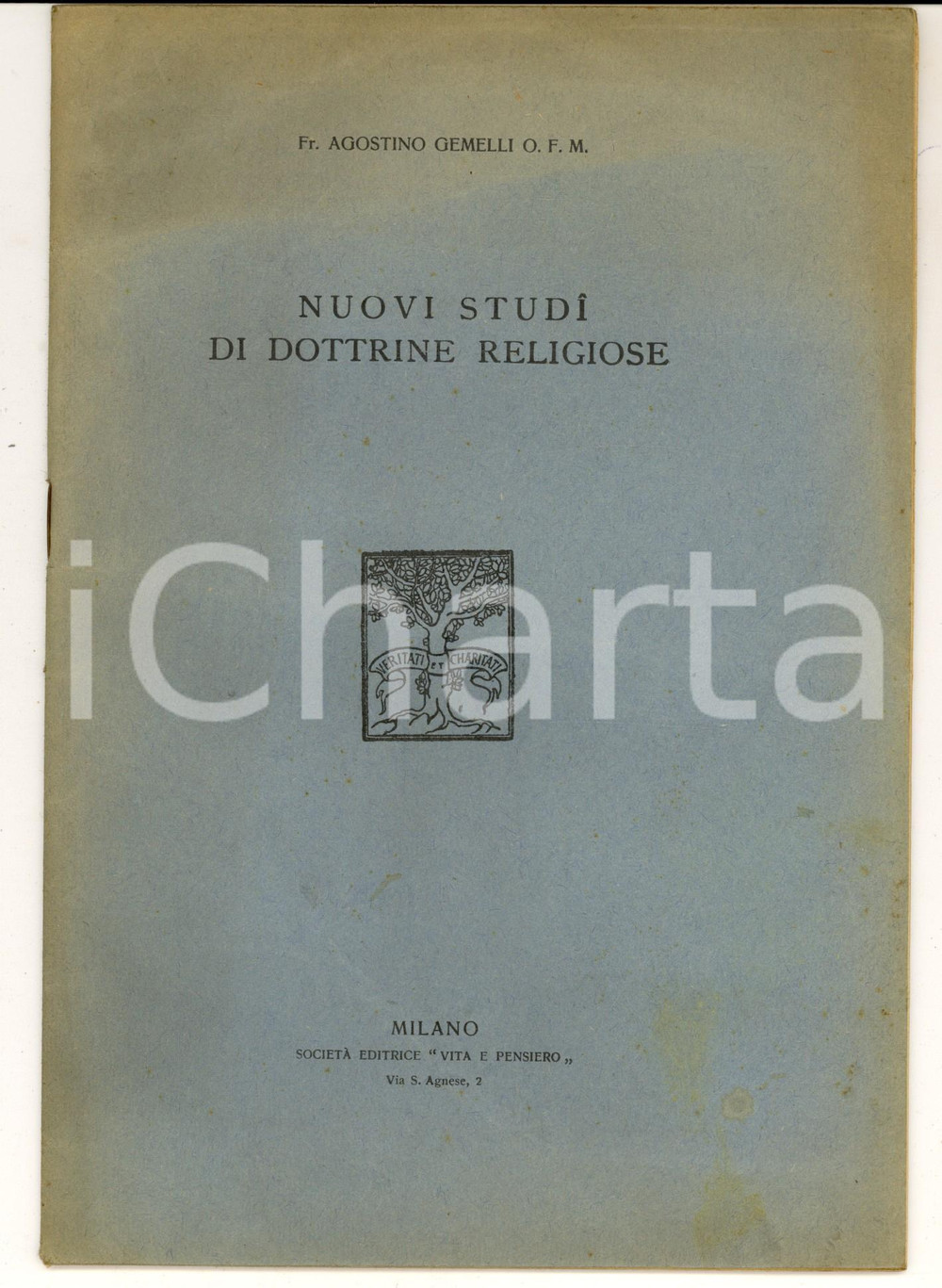 Libro, pubblicazione d epoca 1928 MILANO Agostino GEMELLI Nuovi studi di dottrine religiose Vita e pensiero 1