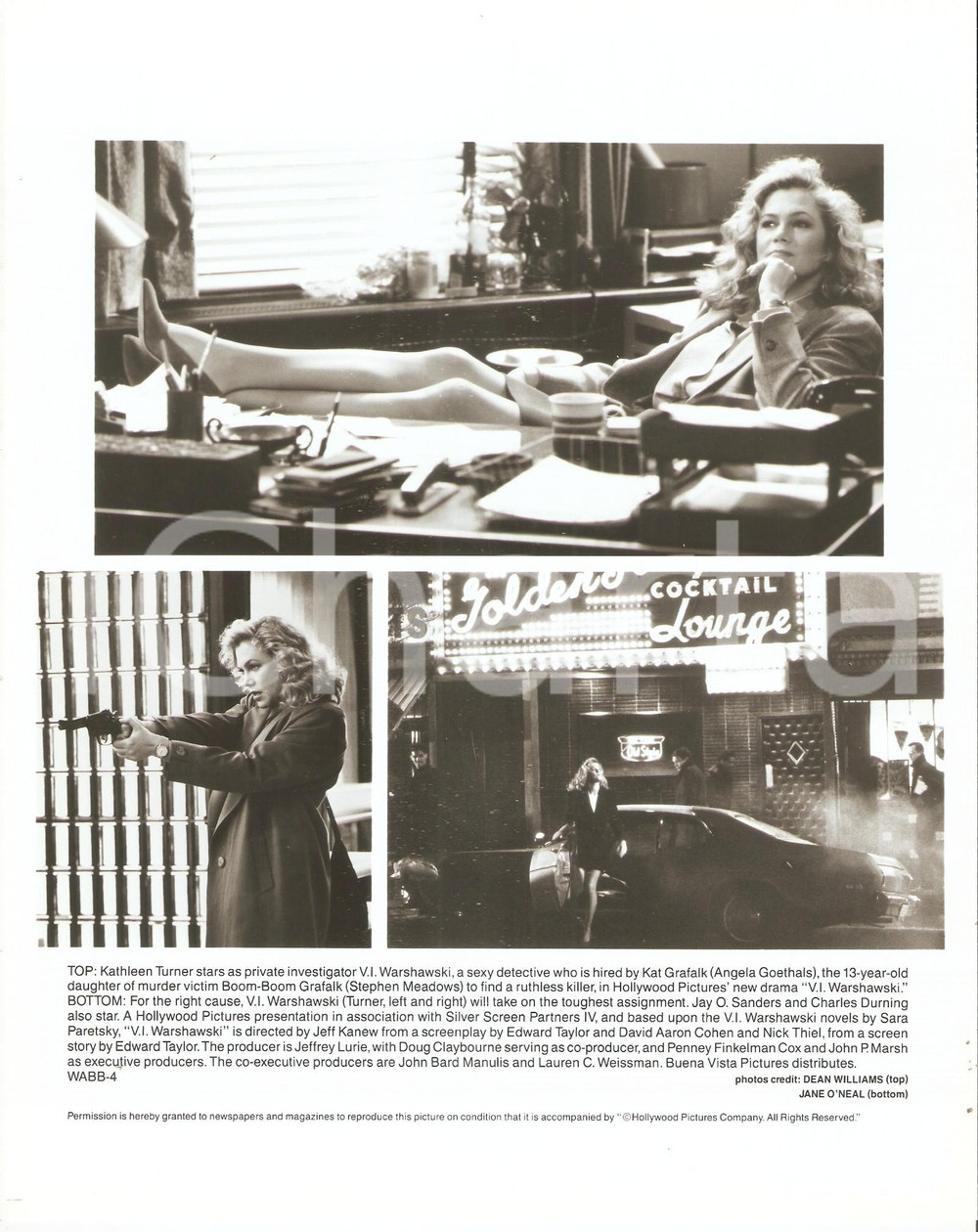 Fotografia d epoca originale 1991 V.I. WARSHAWSKI Kathleen TURNER sexy detective  Movie by Jeff KANEW Foto 1
