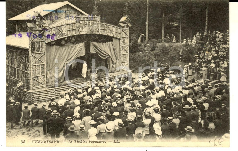 Cartolina originale da collezione 1916 GERARDMER Le THEATRE POPULAIRE  Un spectacle Carte postale RARE 1