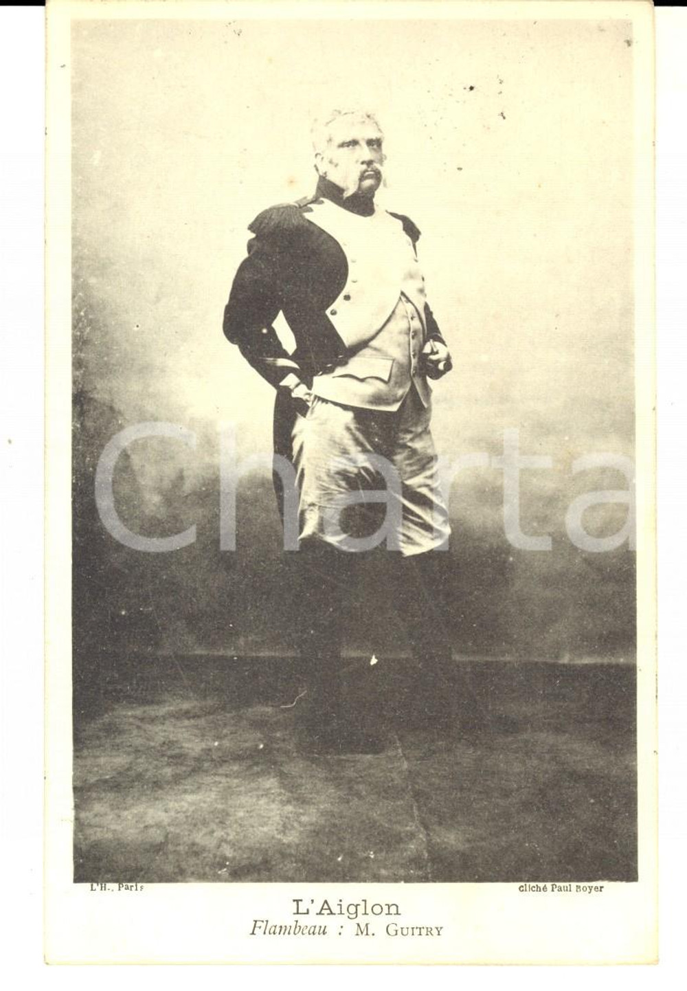Cartolina originale da collezione 1901 FRANCE THEATRE L AIGLON Flambeau : Lucien GUITRY Carte postale VINTAGE 1