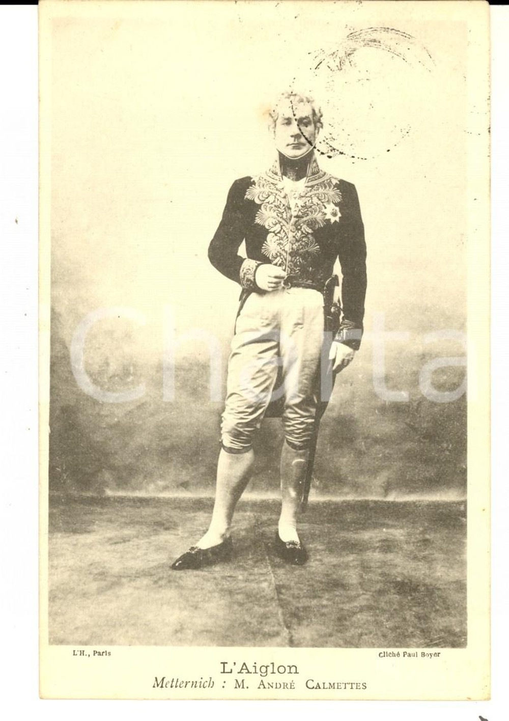 Cartolina originale da collezione 1904 FRANCE THEATRE L AIGLON Metternich: AndrÃ© CALMETTES Carte postale VINTAGE 1