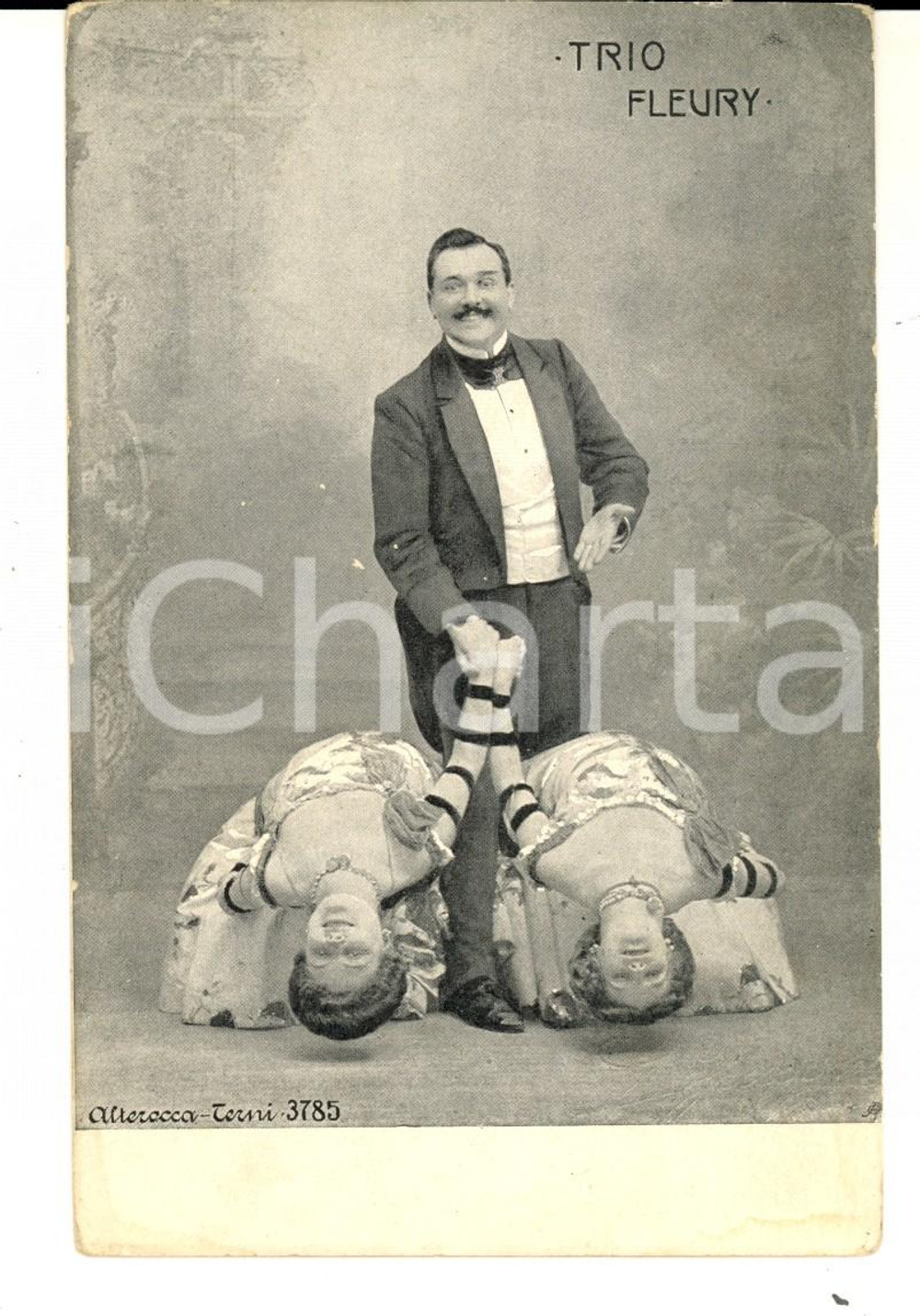 Cartolina originale da collezione 1900 ca FRANCE CIRCUS Trio FLEURY Acrobatic Dancers VINTAGE postcard ALTEROCCA 1