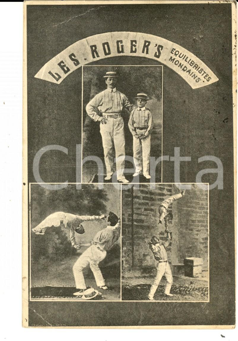 Cartolina originale da collezione 1908 FRANCE CIRCUS Les ROGER S Equilibristes mondains Carte postale RARE FP VG 1