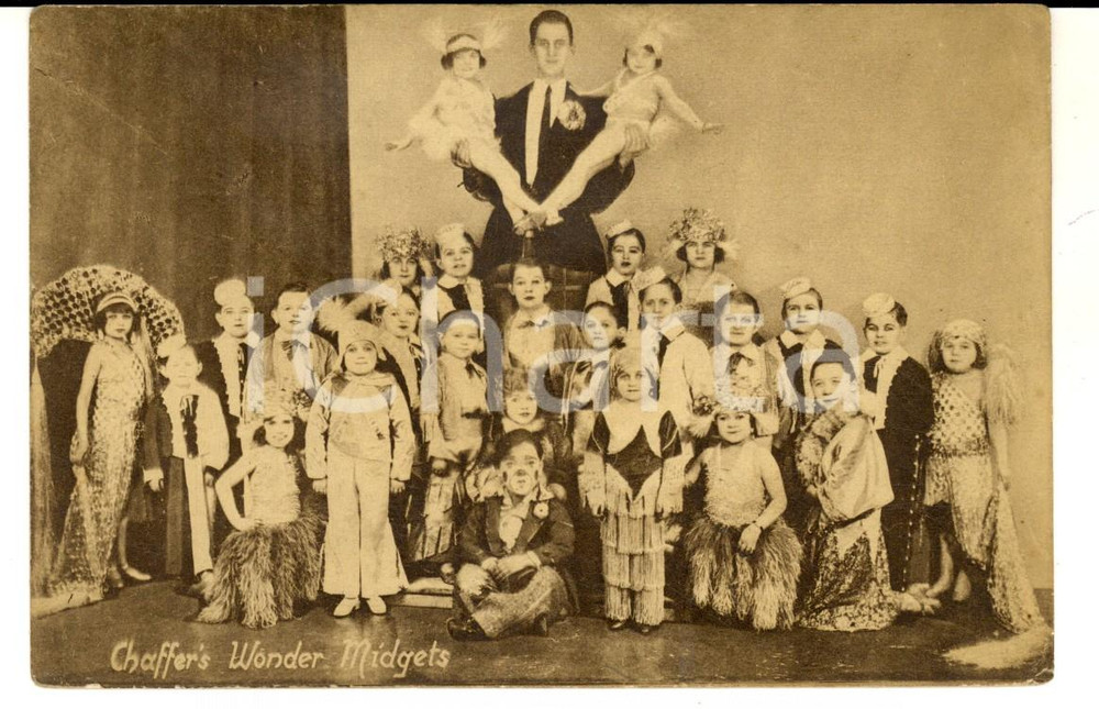 Cartolina originale da collezione 1920 ca USA CIRCUS CHAFFER S Wonder Midgets Vintage postcard RARE FP NV 1