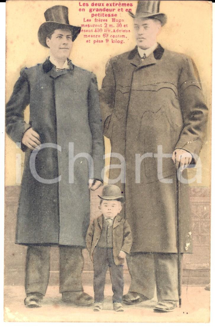 Cartolina originale da collezione 1910 ca FRANCE CIRQUE Les frÃ¨res HUGO  GIGANTISME Carte postale RARE FP NV 1