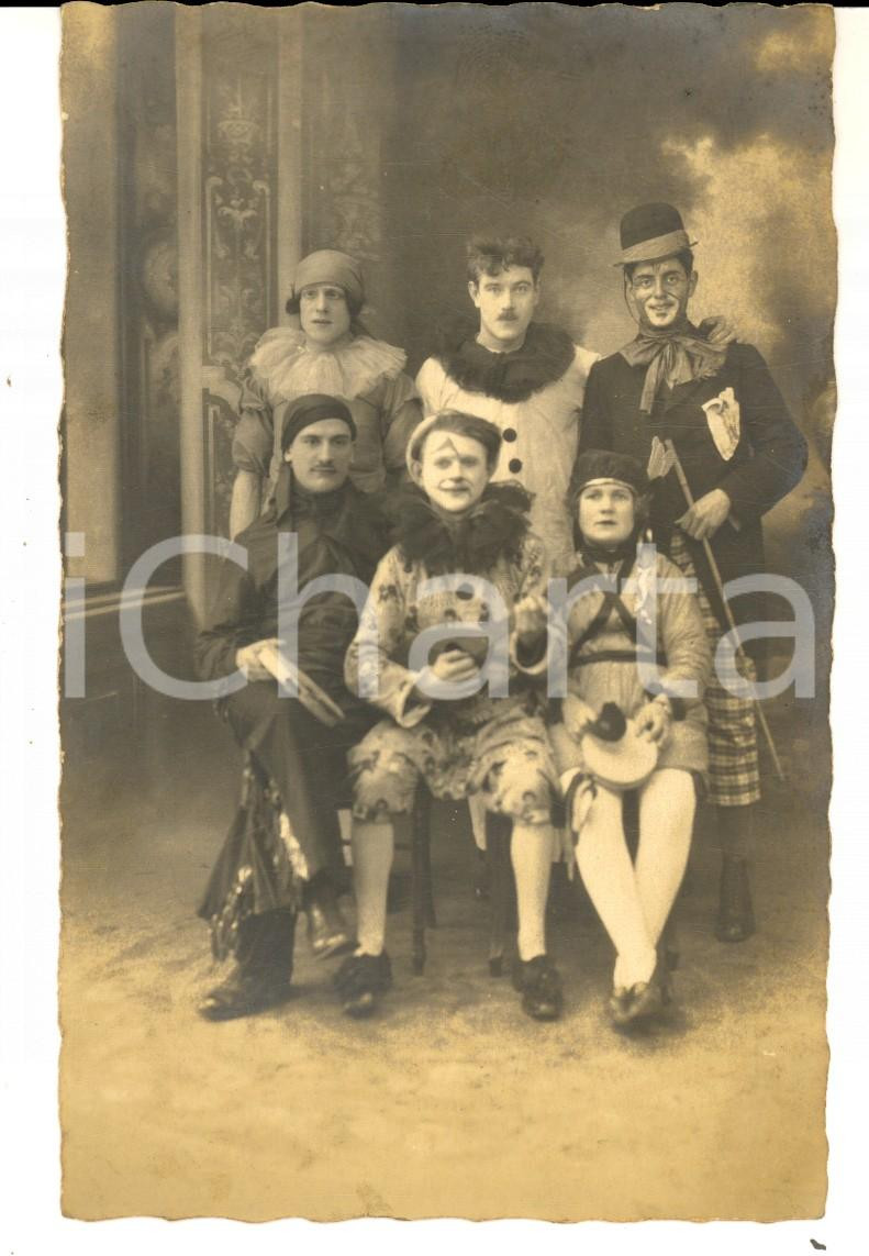 Cartolina originale da collezione 1920 ca FRANCE CIRCO Pagliacci pronti per la recita Foto cartolina VINTAGE 1
