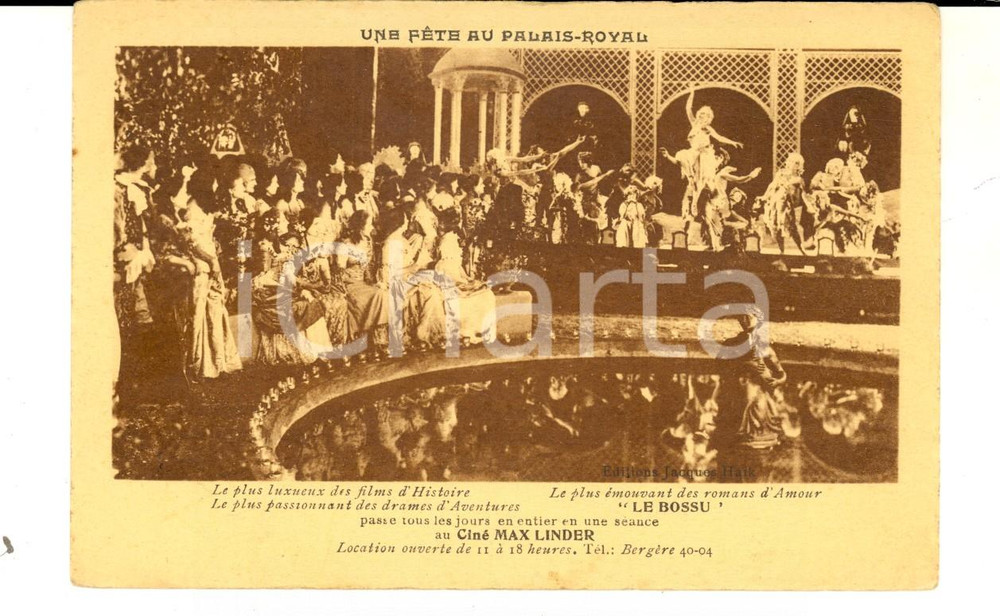 Cartolina originale da collezione 1920 ca PARIS Une fÃªte au PALAISROYAL  Film cinÃ© MAX LINDER Carte postale 1