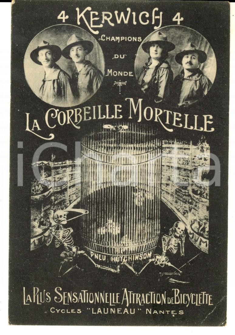 Cartolina originale da collezione 1910 ca FRANCE CIRCUS Corbeille mortelle  Acrobates 4 KERWICH Bicyclette 1