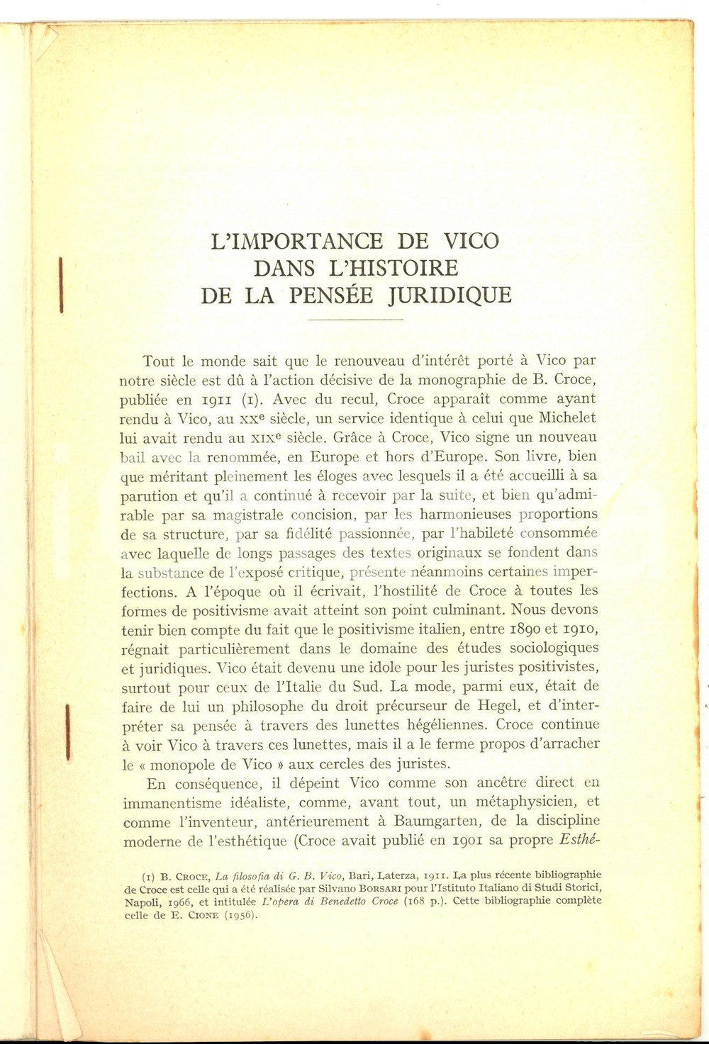 Libro, pubblicazione d epoca 1968 Elio GIANTURCO L importance de Vico dans l histoire de la pensÃ©e juridique 1